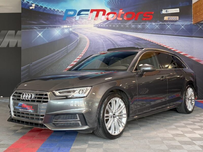 Audi A4 Avant S-Line 40 TDI 190 GPS BVA Virtual TO Caméra Attelage Cuir Alcantara pré sense regulateur Clim tri LED Hayon Car Play JA 19