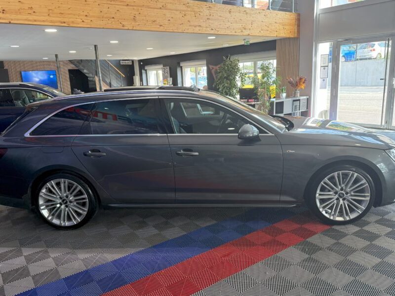 Audi A4 Avant S-Line 40 TDI 190 GPS BVA Virtual TO Caméra Attelage Cuir Alcantara pré sense regulateur Clim tri LED Hayon Car Play JA 19