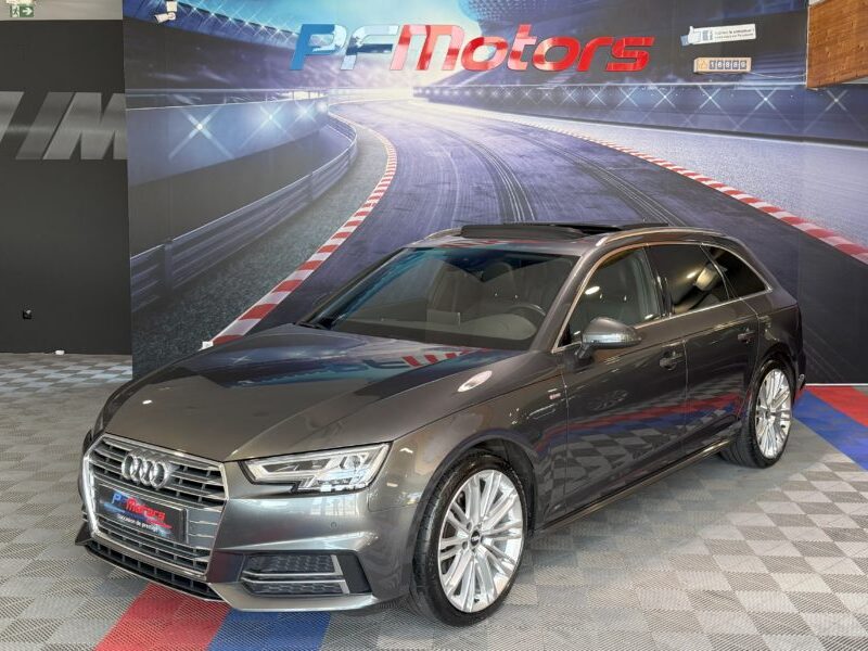 Audi A4 Avant S-Line 40 TDI 190 GPS BVA Virtual TO Caméra Attelage Cuir Alcantara pré sense regulateur Clim tri LED Hayon Car Play JA 19