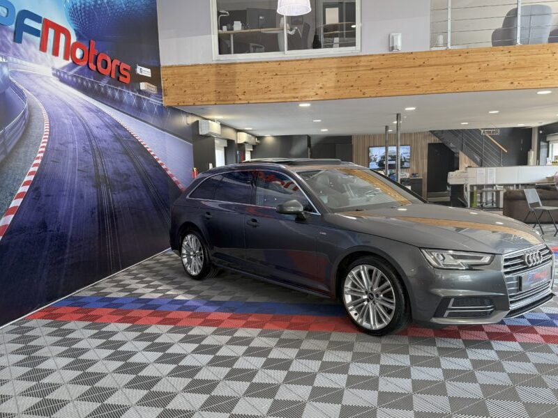 Audi A4 Avant S-Line 40 TDI 190 GPS BVA Virtual TO Caméra Attelage Cuir Alcantara pré sense regulateur Clim tri LED Hayon Car Play JA 19