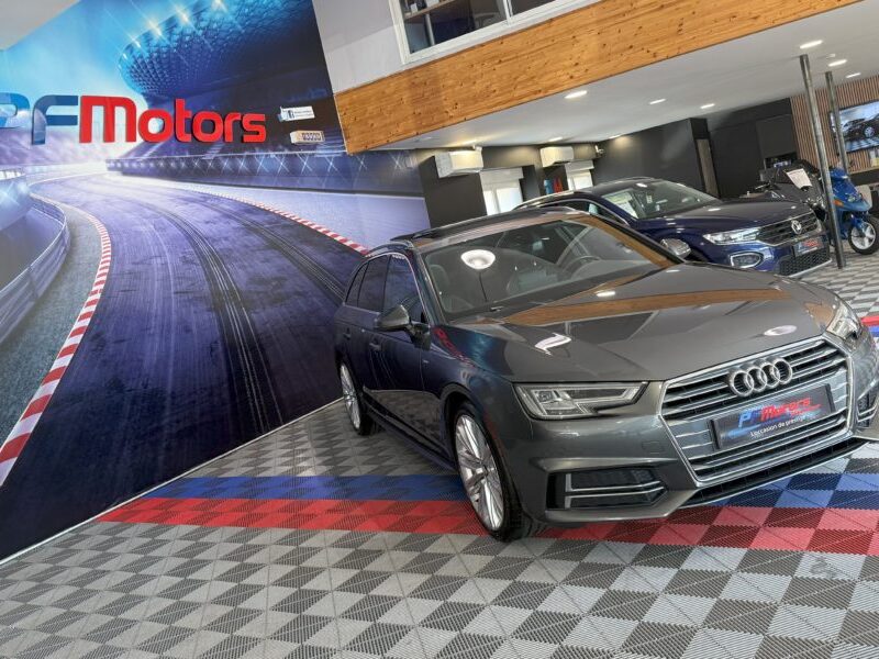 Audi A4 Avant S-Line 40 TDI 190 GPS BVA Virtual TO Caméra Attelage Cuir Alcantara pré sense regulateur Clim tri LED Hayon Car Play JA 19