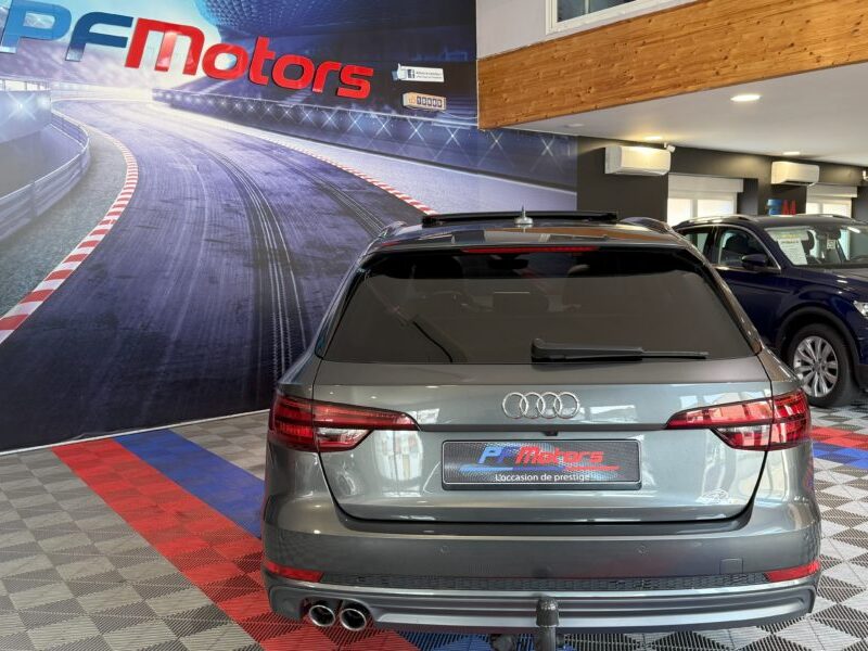 Audi A4 Avant S-Line 40 TDI 190 GPS BVA Virtual TO Caméra Attelage Cuir Alcantara pré sense regulateur Clim tri LED Hayon Car Play JA 19