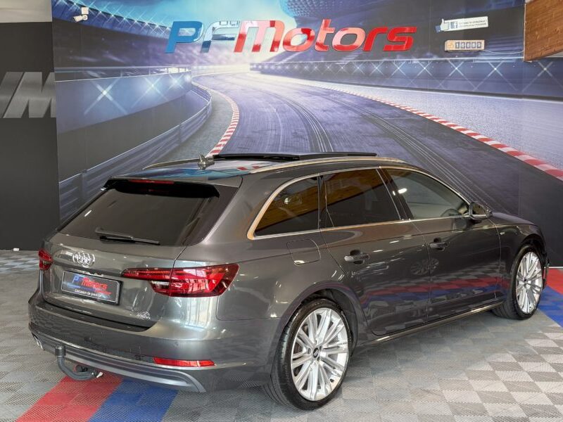 Audi A4 Avant S-Line 40 TDI 190 GPS BVA Virtual TO Caméra Attelage Cuir Alcantara pré sense regulateur Clim tri LED Hayon Car Play JA 19