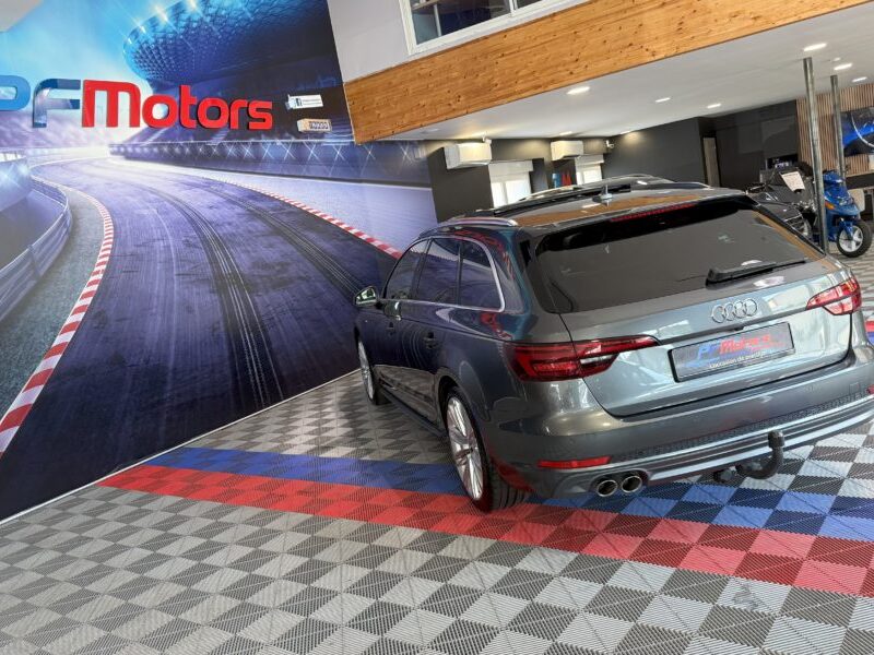 Audi A4 Avant S-Line 40 TDI 190 GPS BVA Virtual TO Caméra Attelage Cuir Alcantara pré sense regulateur Clim tri LED Hayon Car Play JA 19