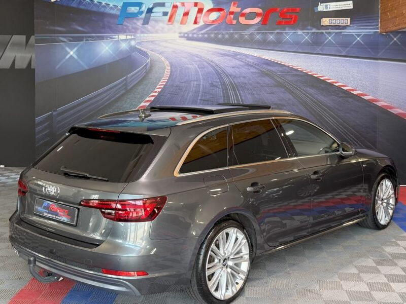 Audi A4 Avant S-Line 40 TDI 190 GPS BVA Virtual TO Caméra Attelage Cuir Alcantara pré sense regulateur Clim tri LED Hayon Car Play JA 19