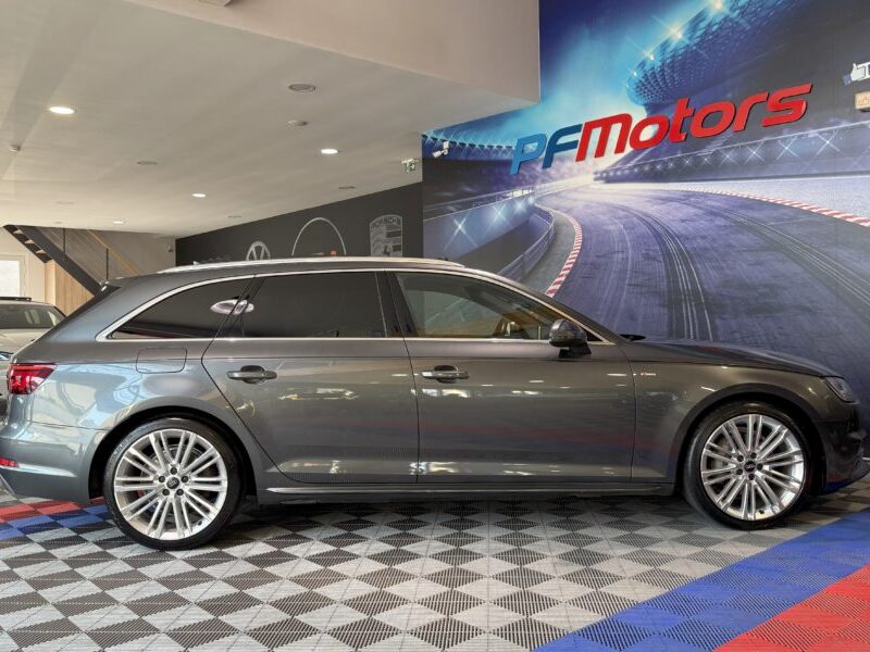 Audi A4 Avant S-Line 40 TDI 190 GPS BVA Virtual TO Caméra Attelage Cuir Alcantara pré sense regulateur Clim tri LED Hayon Car Play JA 19