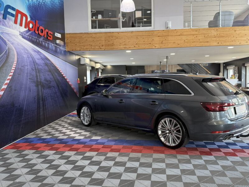 Audi A4 Avant S-Line 40 TDI 190 GPS BVA Virtual TO Caméra Attelage Cuir Alcantara pré sense regulateur Clim tri LED Hayon Car Play JA 19