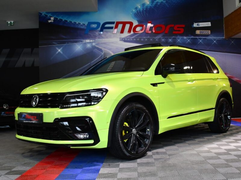 Volkswagen Tiguan R-Line 2.0 TDI 190 DSG 4Motion GPS Virtual Dynaudio ACC DCC Caméra Vebasto To Car Play JA 20 Covering Jaune Fluo