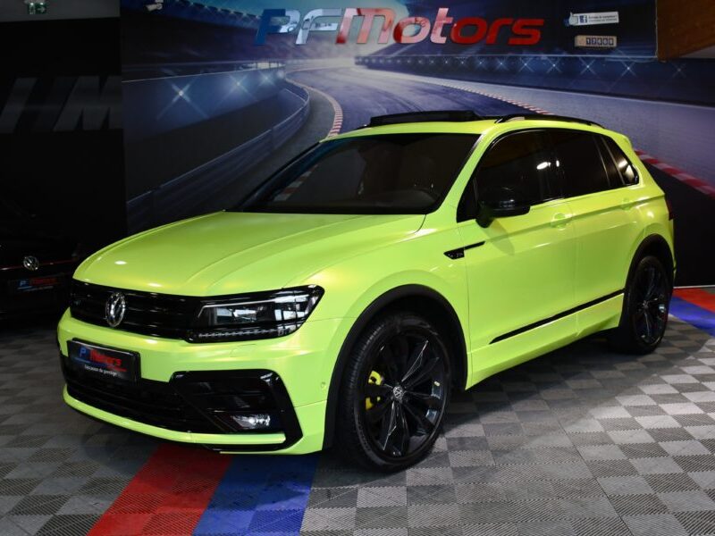 Volkswagen Tiguan R-Line 2.0 TDI 190 DSG 4Motion GPS Virtual Dynaudio ACC DCC Caméra Vebasto To Car Play JA 20 Covering Jaune Fluo